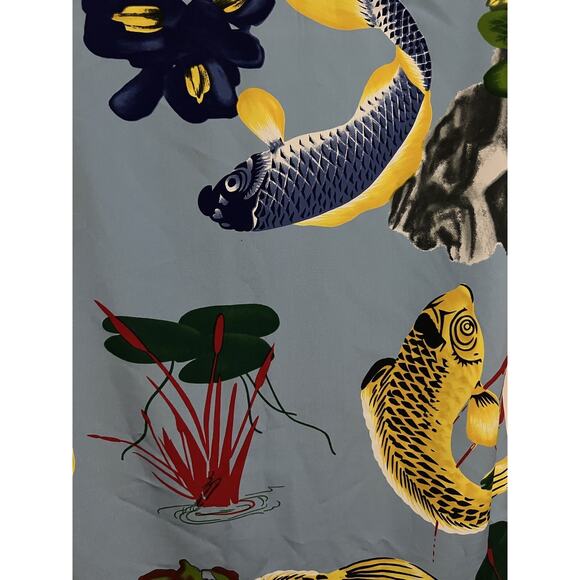 Koman Mens Blue Vintage Hawaiian Asian Koi Fish Button Up Shirt Medium Pocket - Picture 5 of 6